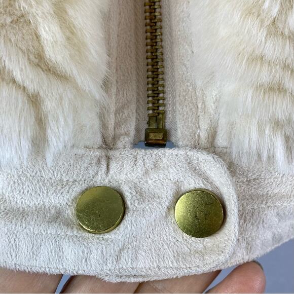 EUC ROZ & ALI Small Faux Fur Vest Faux Suede Trim Dble Snap Zip - Picture 5 of 10